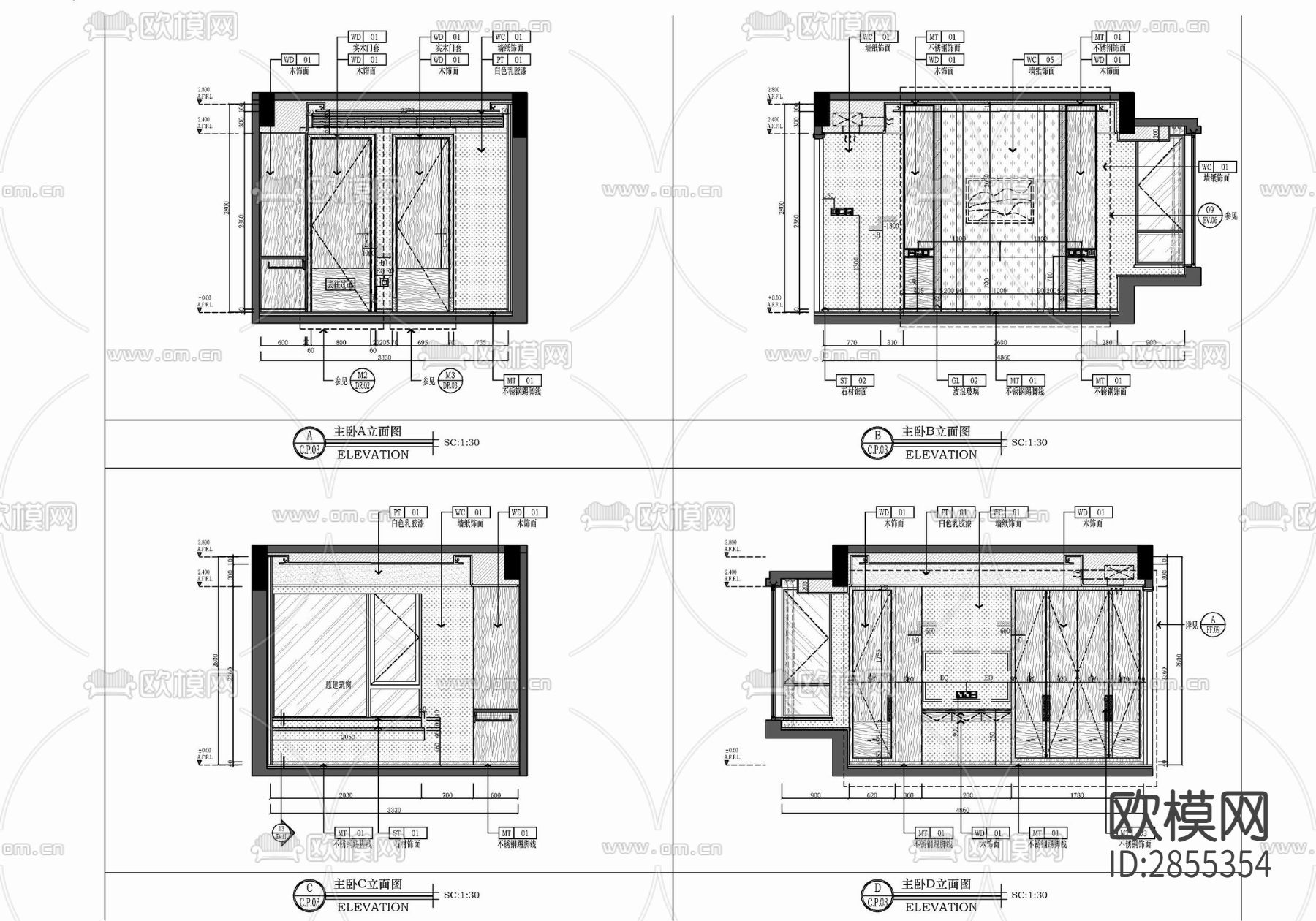 家装平层cad施工图下载（渲染图9）