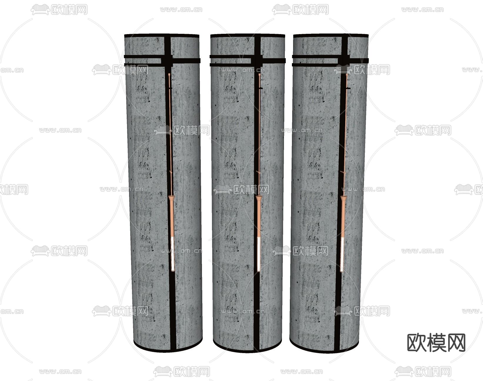柱子 石头柱子 圆柱su模型下载（渲染图2）