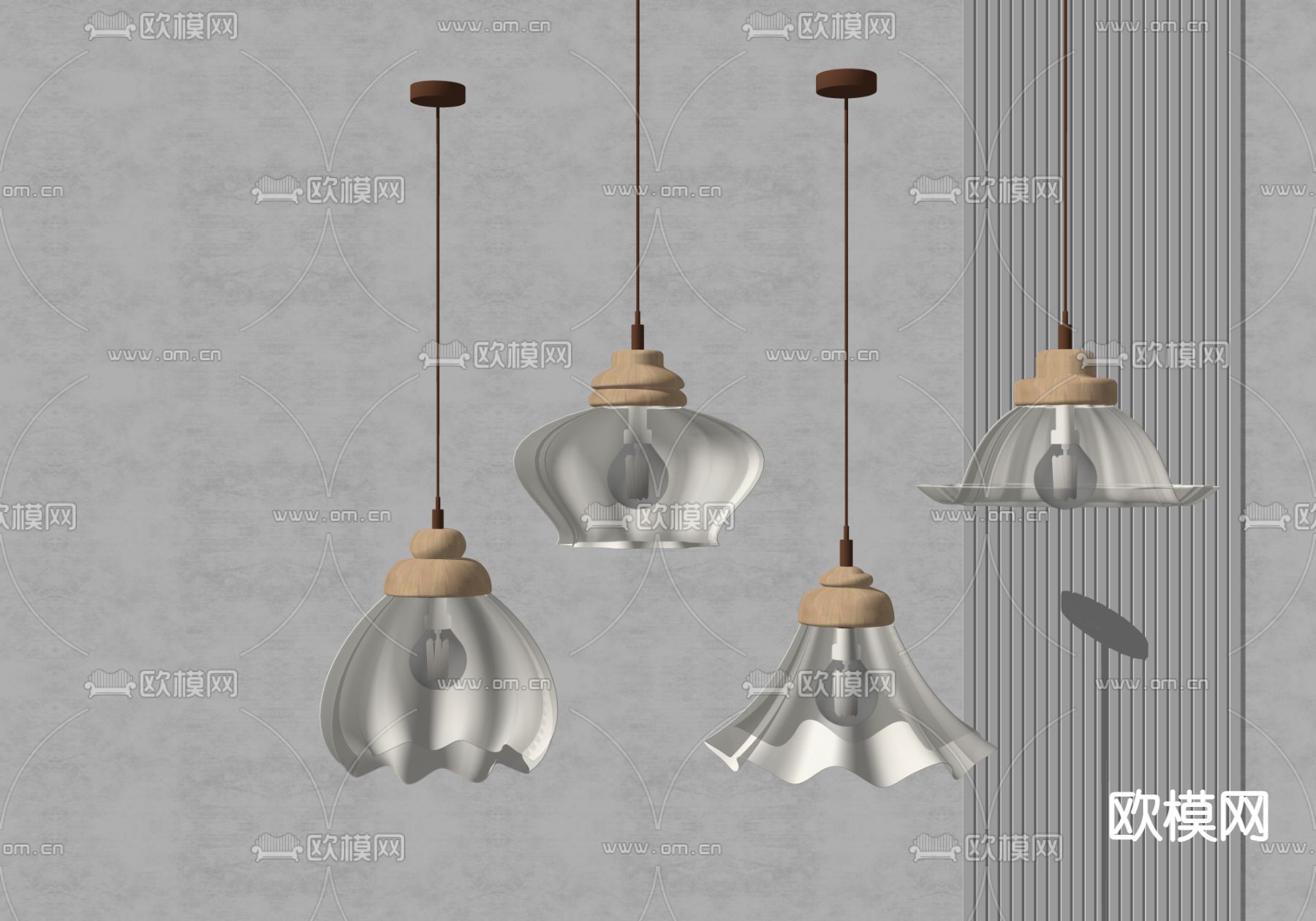 玻璃吊灯su模型下载（渲染图2）