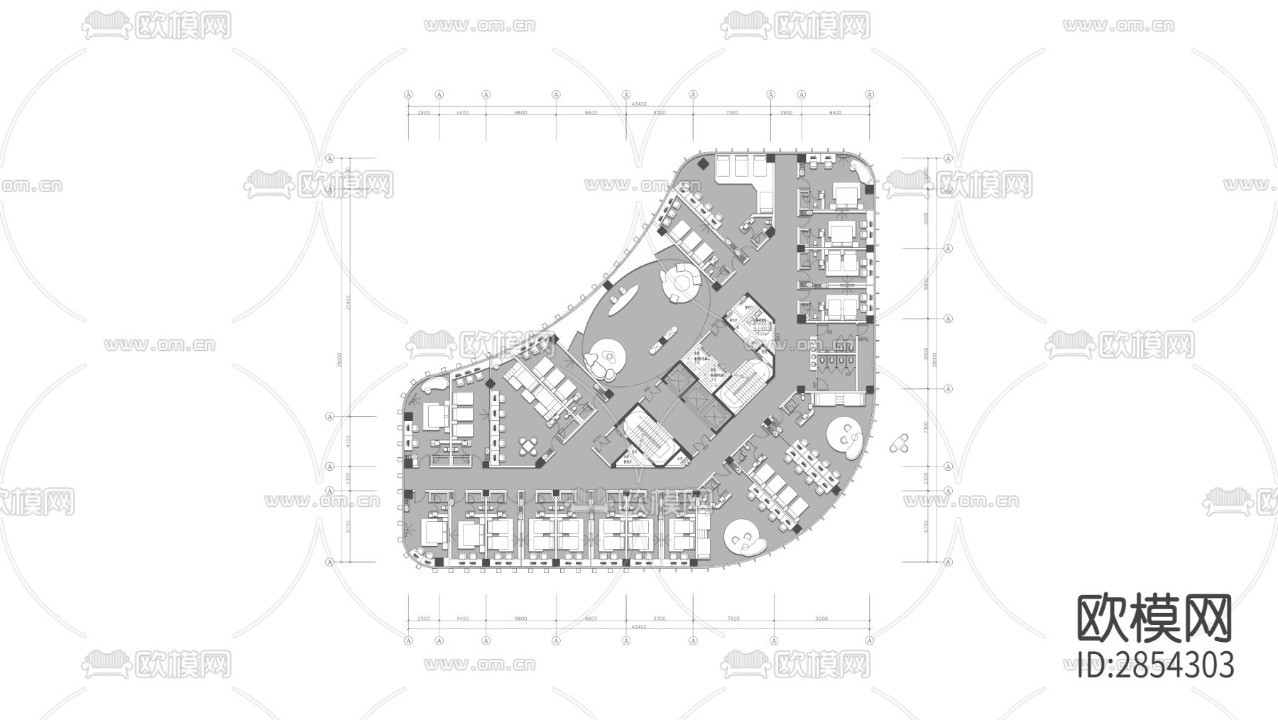 电竞酒店cad平面图下载（渲染图2）