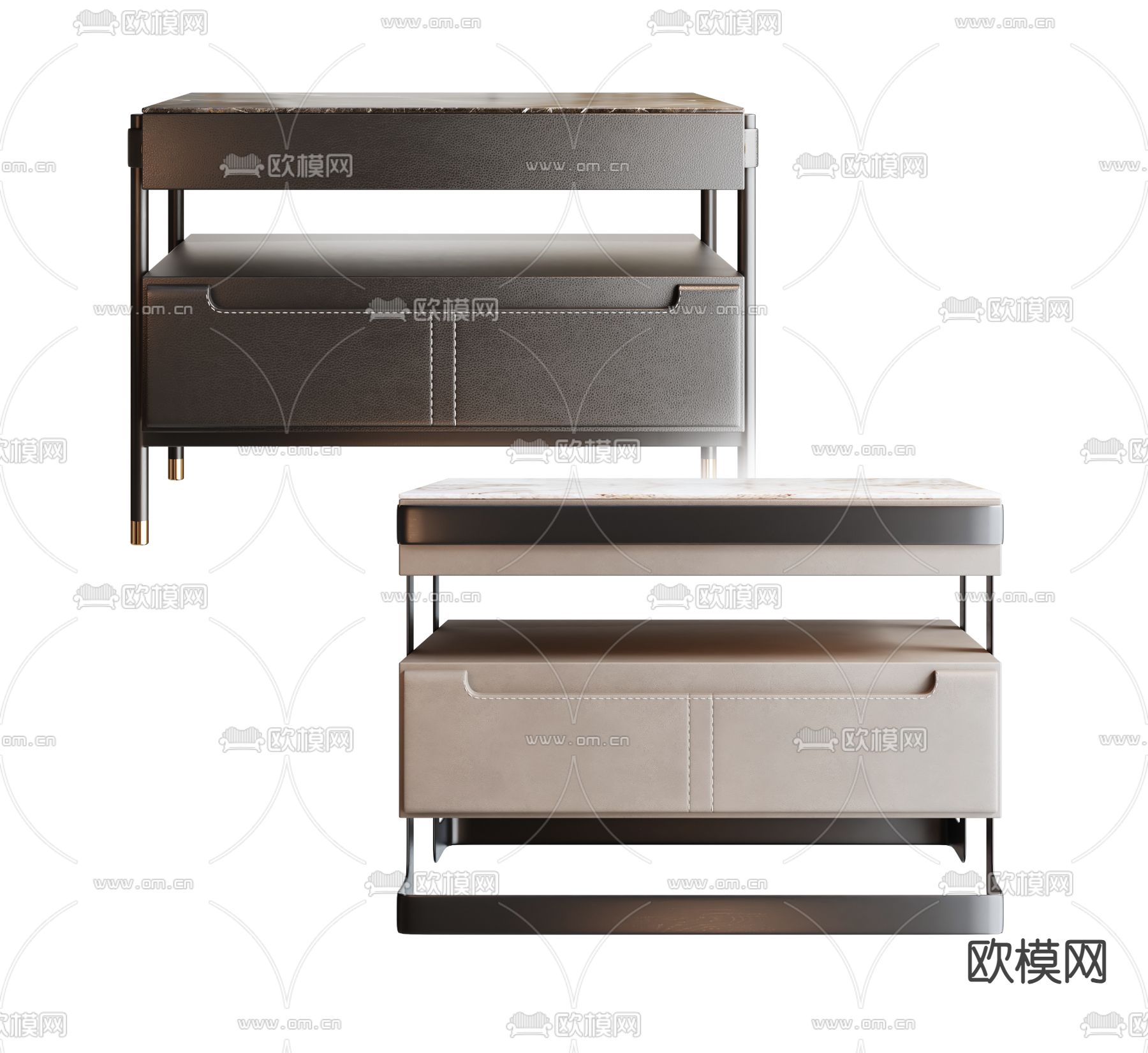 Poliform 皮革床头柜3d模型下载（渲染图1）