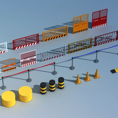  路障 路障围栏su模型 