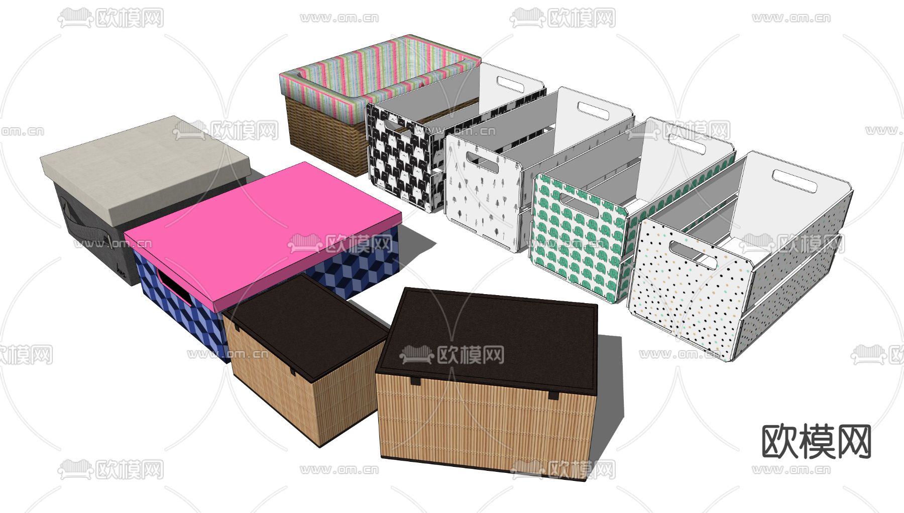 办公桌面 收纳盒su模型下载（渲染图2）