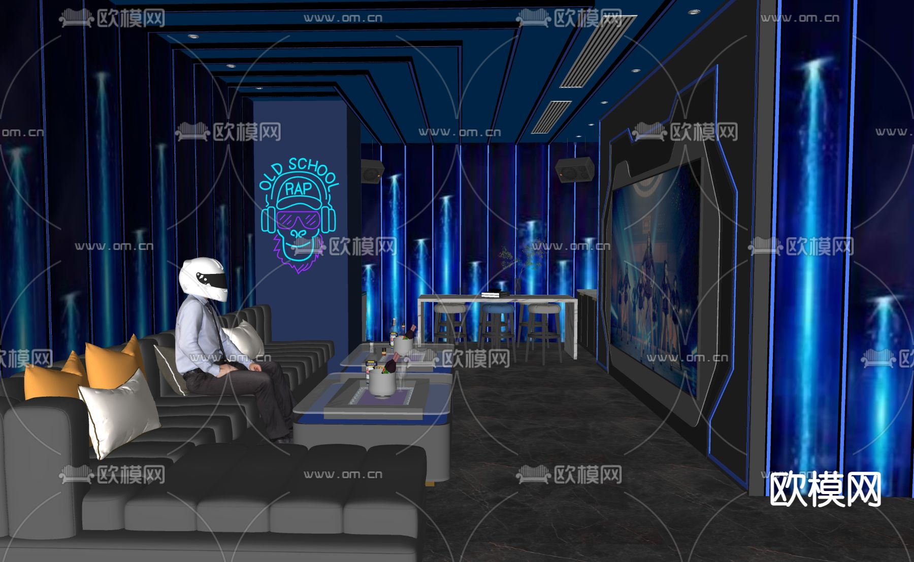 现代KTV包房su模型下载（渲染图2）