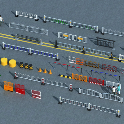  路障 路障围栏su模型 