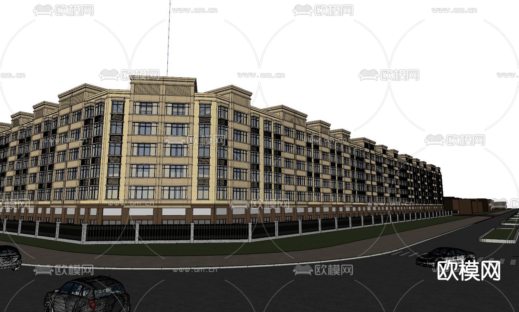 欧式商业建筑su模型下载（渲染图2）