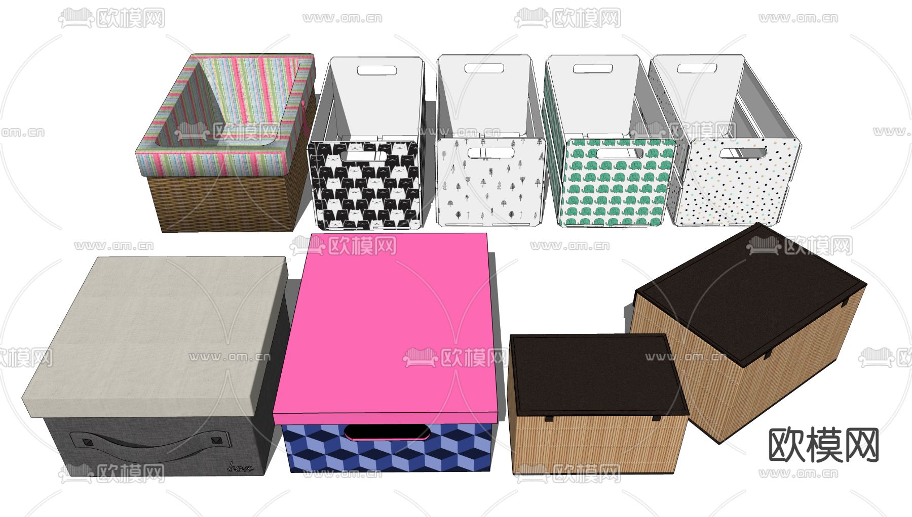 办公桌面 收纳盒su模型下载（渲染图1）