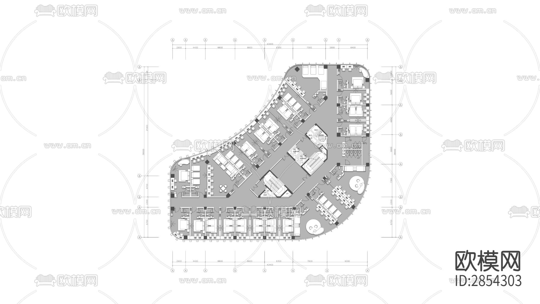 电竞酒店cad平面图下载（渲染图1）