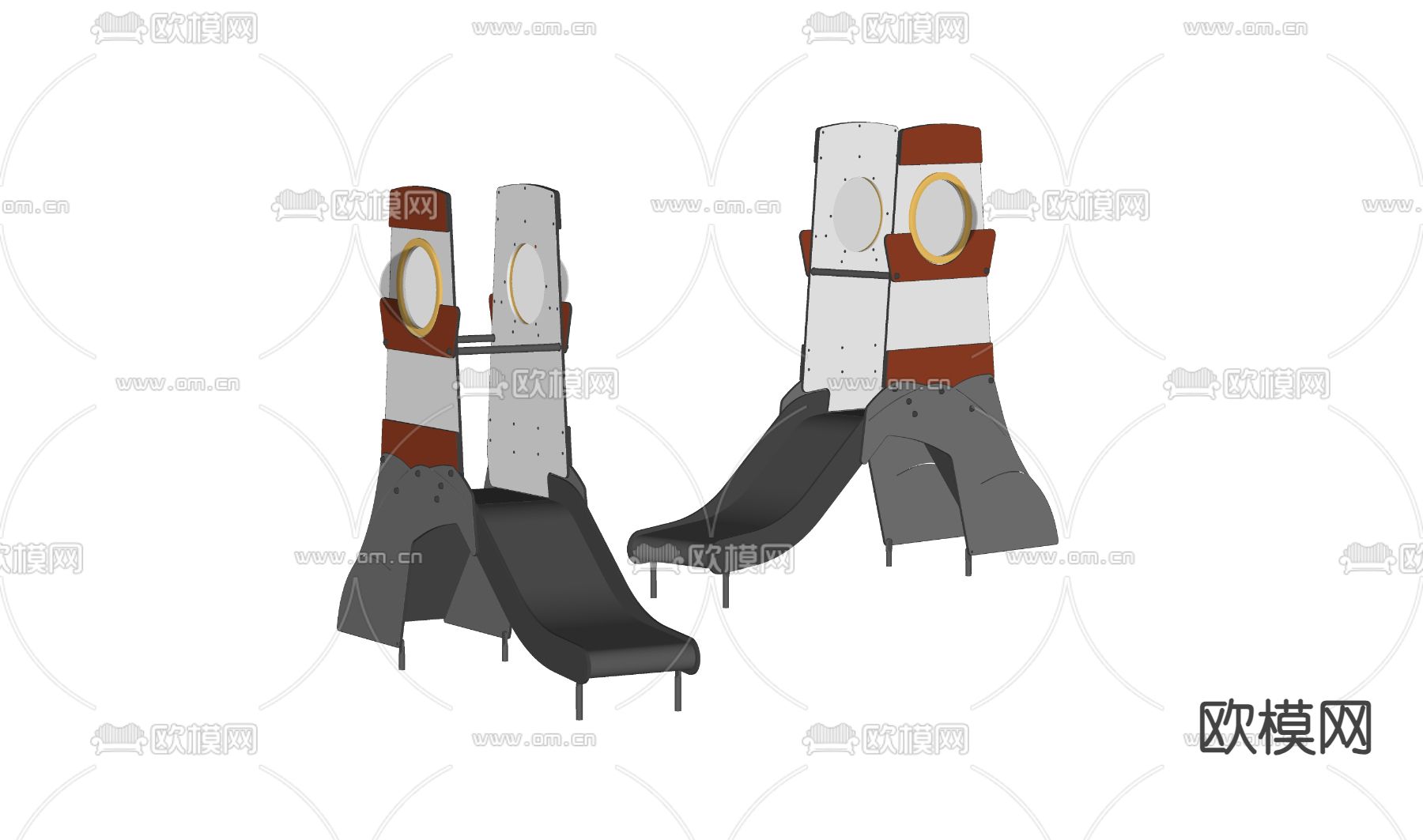 儿童娱乐滑滑梯su模型下载（渲染图2）