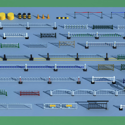  路障 路障围栏su模型 