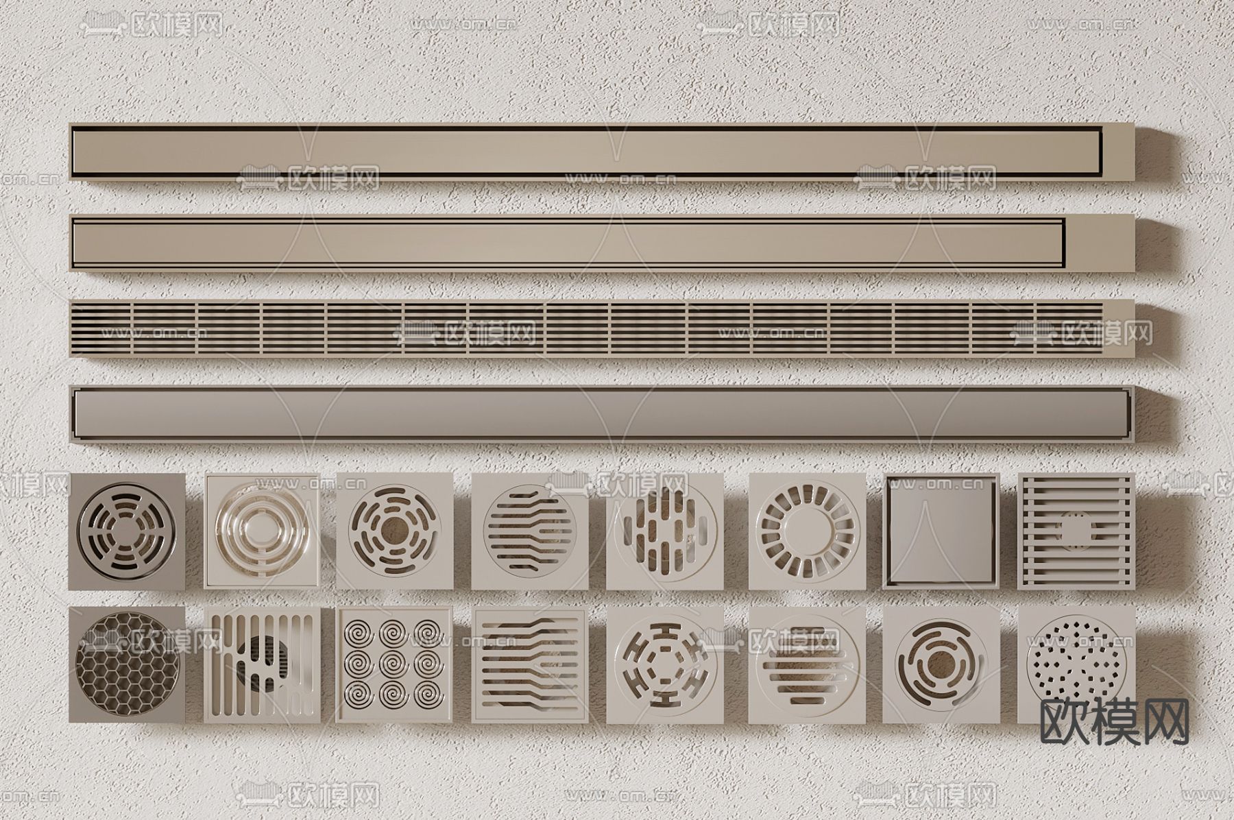 长条地漏 排水口3d模型下载