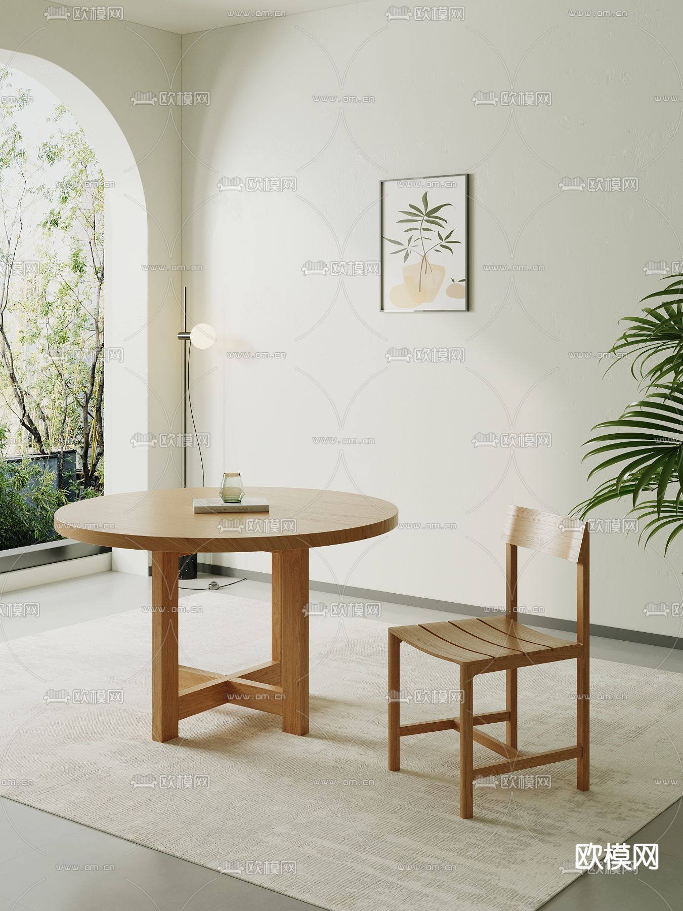 现代餐桌椅su模型下载（渲染图1）