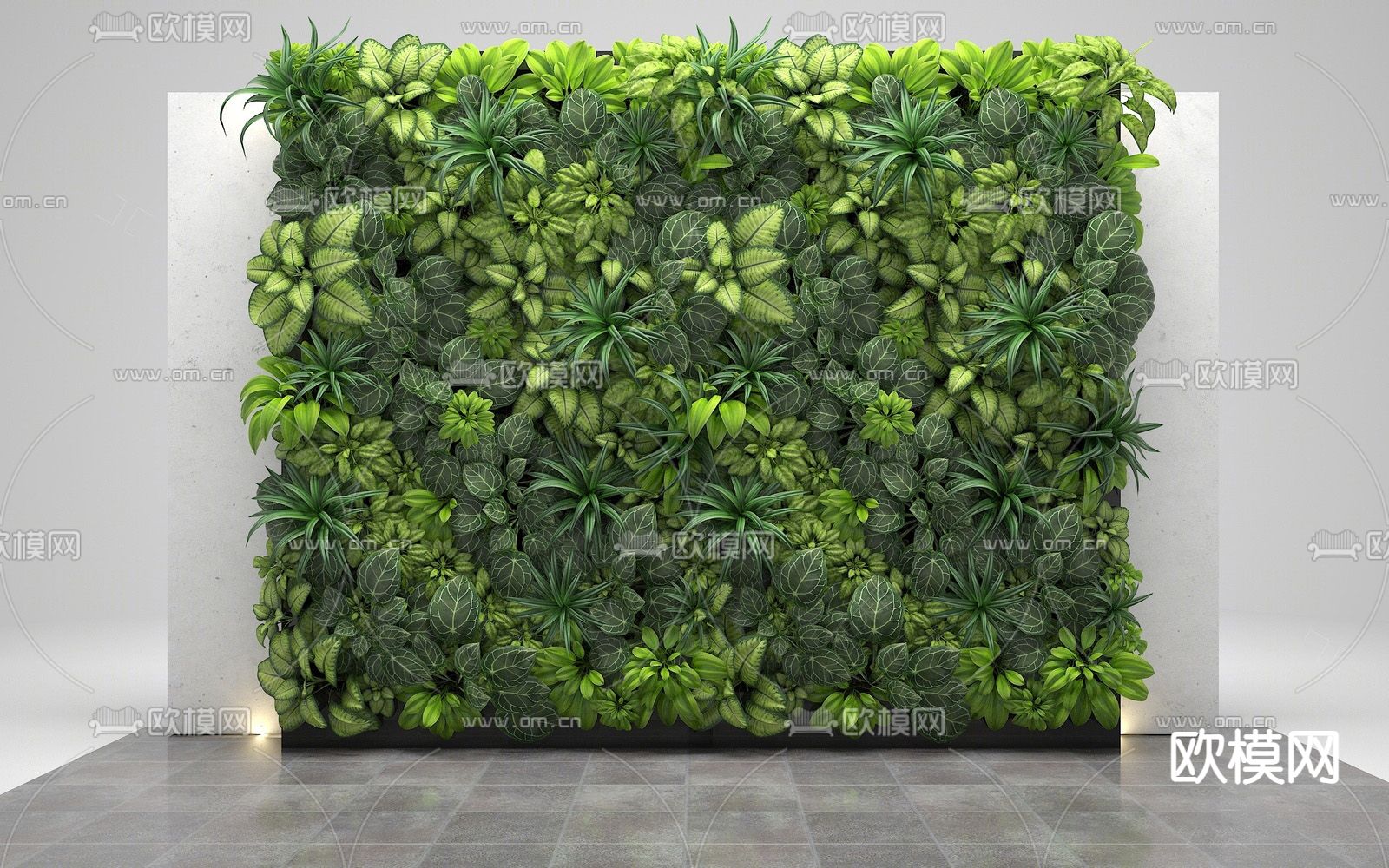 绿植背景墙su模型下载（渲染图1）
