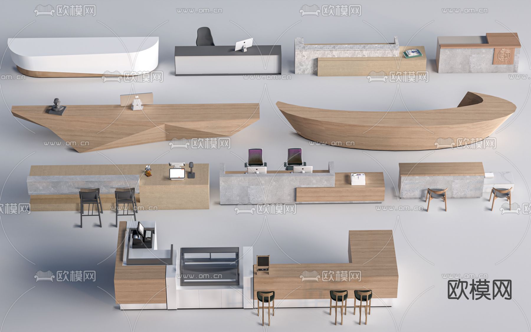 服务台 接待台su模型下载（渲染图1）