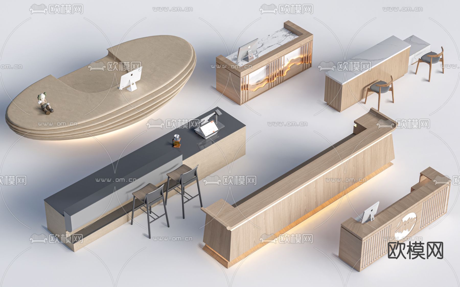 接待台 吧台 收银台su模型下载（渲染图1）