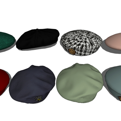  贝雷帽 帽子su模型 