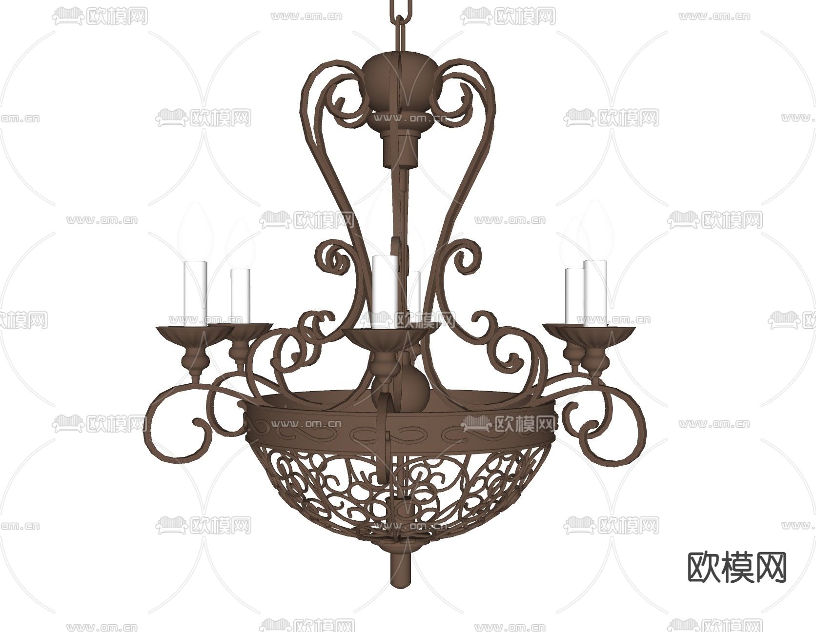 欧式 铁艺吊灯su模型下载（渲染图2）