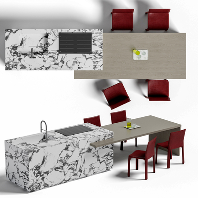 现代餐桌椅su模型