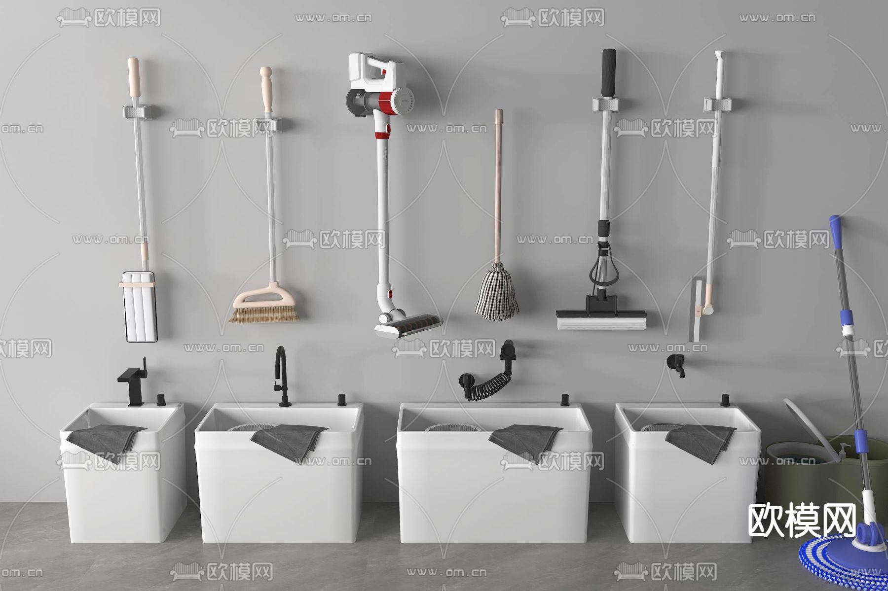 拖把 拖把池 墩布池 洁具3d模型下载