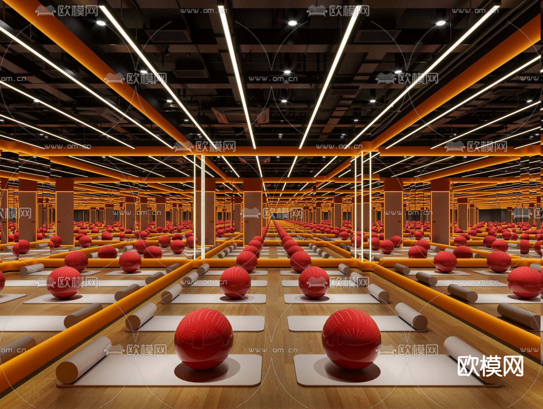 现代瑜伽室 健身房3d模型下载