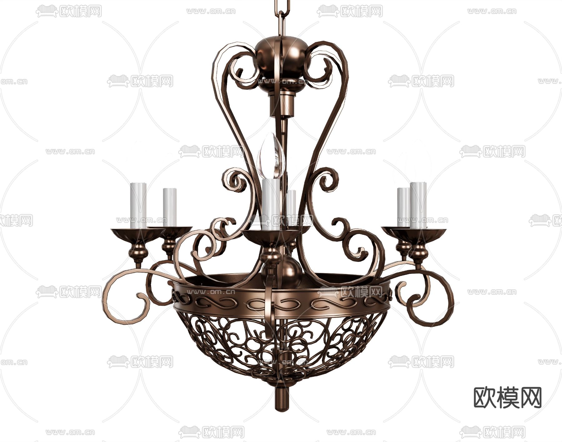 欧式 铁艺吊灯su模型下载（渲染图1）