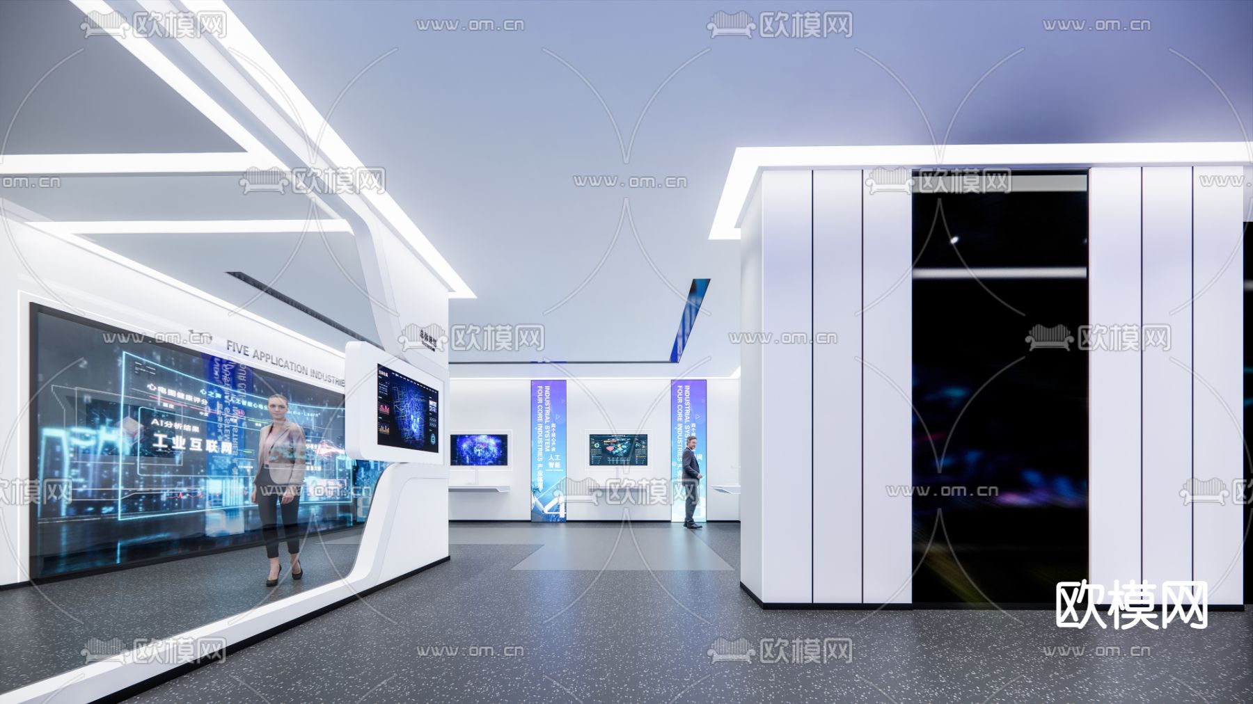 现代科技展厅su模型下载（渲染图2）