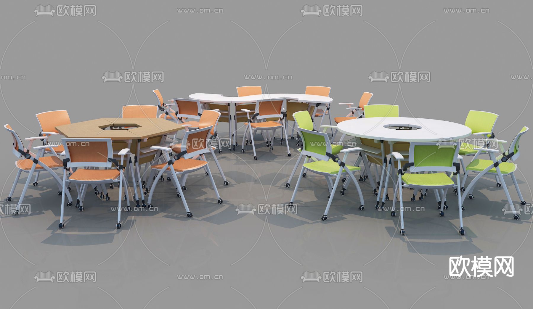 培训桌椅 小型会议桌su模型下载（渲染图1）