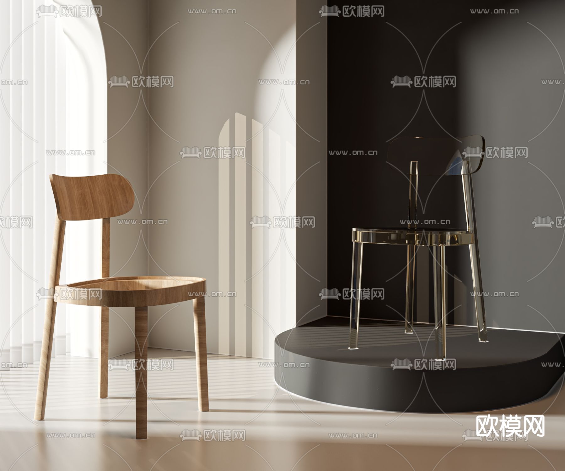 透明椅子 餐椅3d模型下载