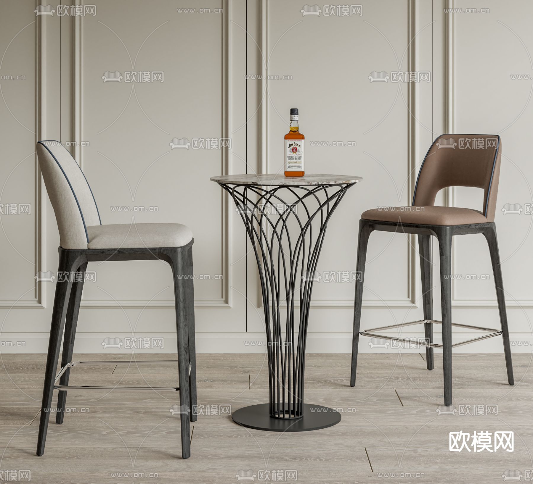 吧台桌椅3d模型下载