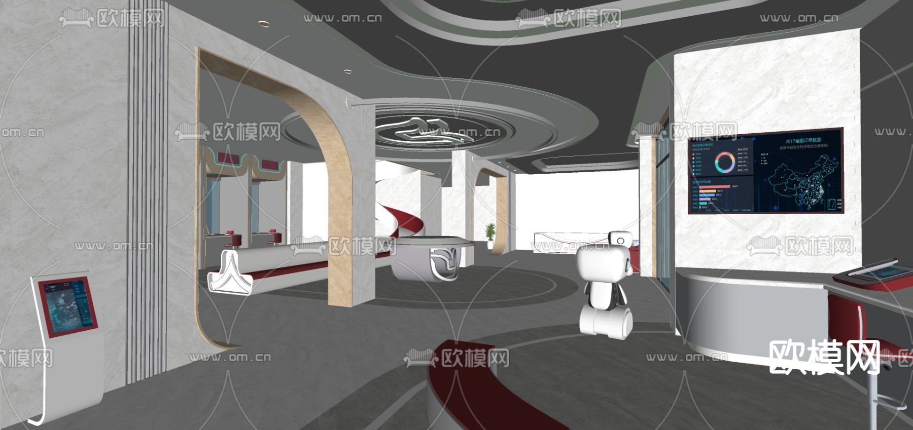 银行大厅su模型下载（渲染图4）