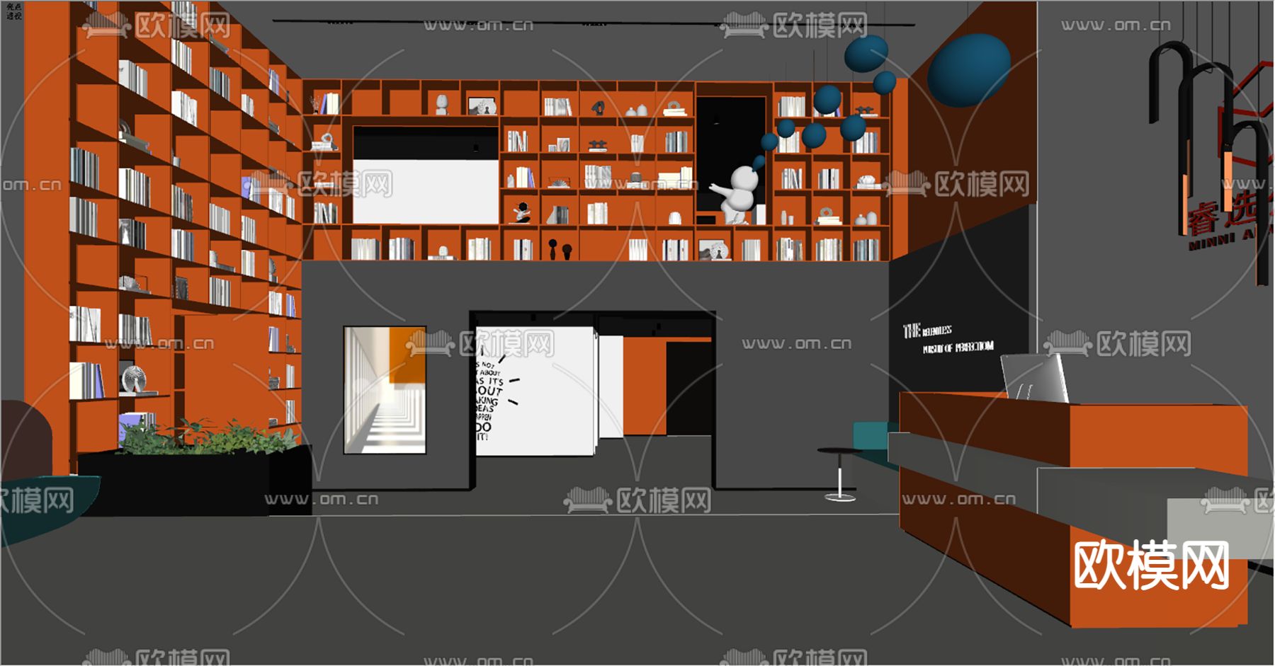 现代公寓大堂su模型下载（渲染图3）