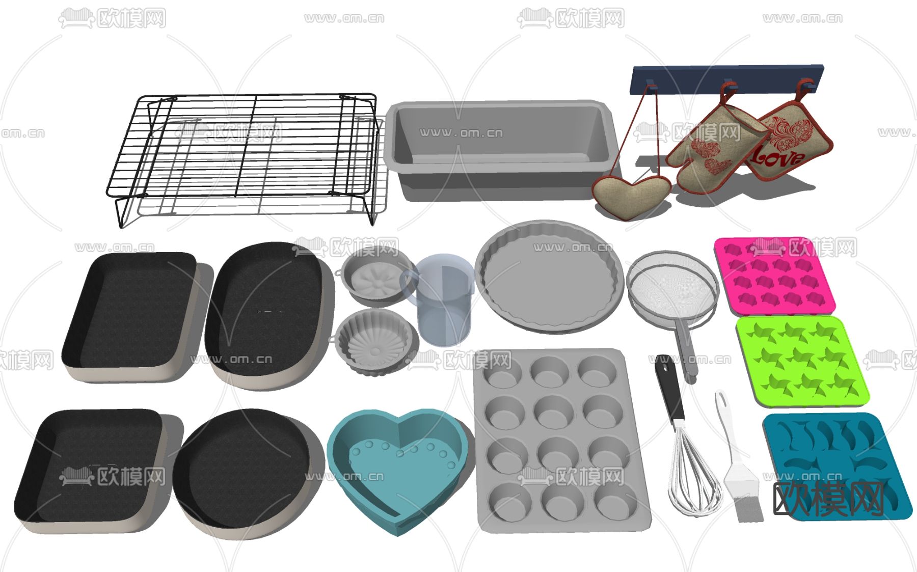 烤盘 烘培工具su模型下载（渲染图1）