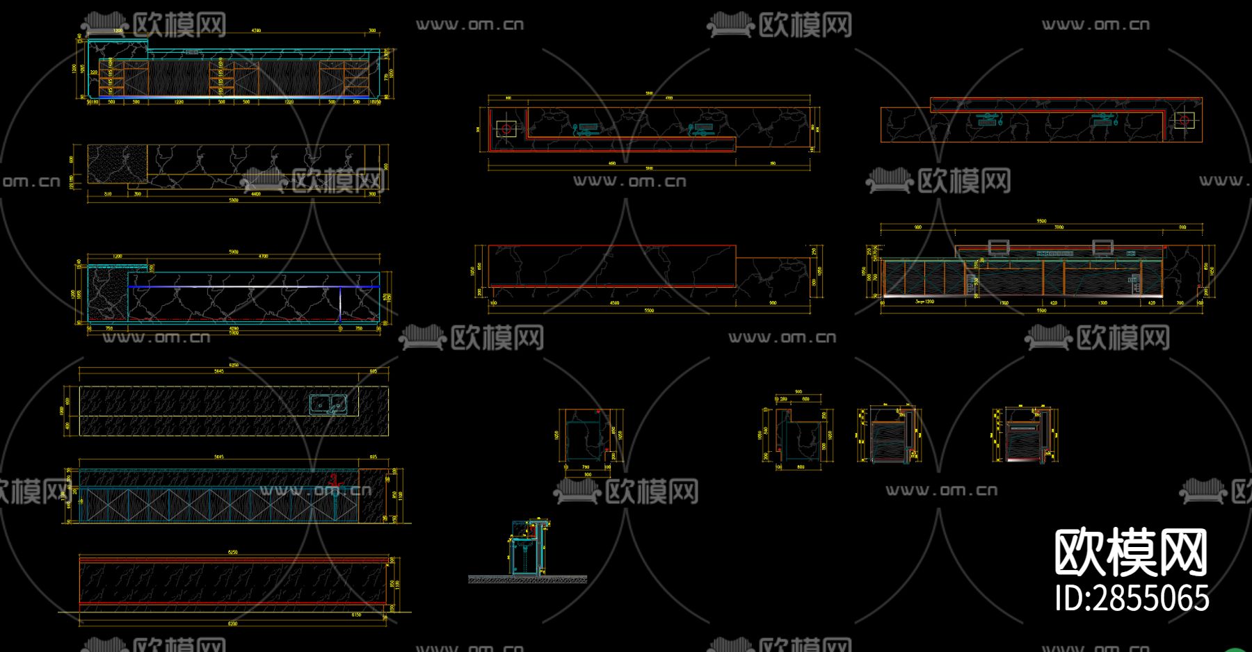 前台接待服务台平立面节点大样图下载（渲染图1）