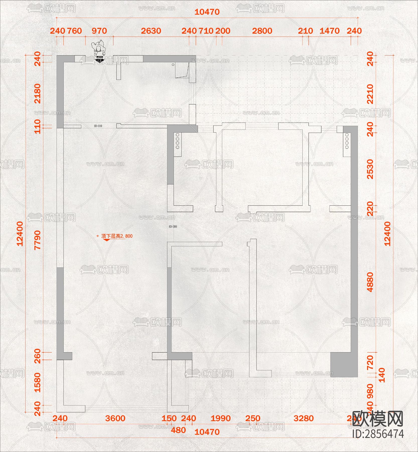 万科常见户型CAD施工图下载（渲染图5）