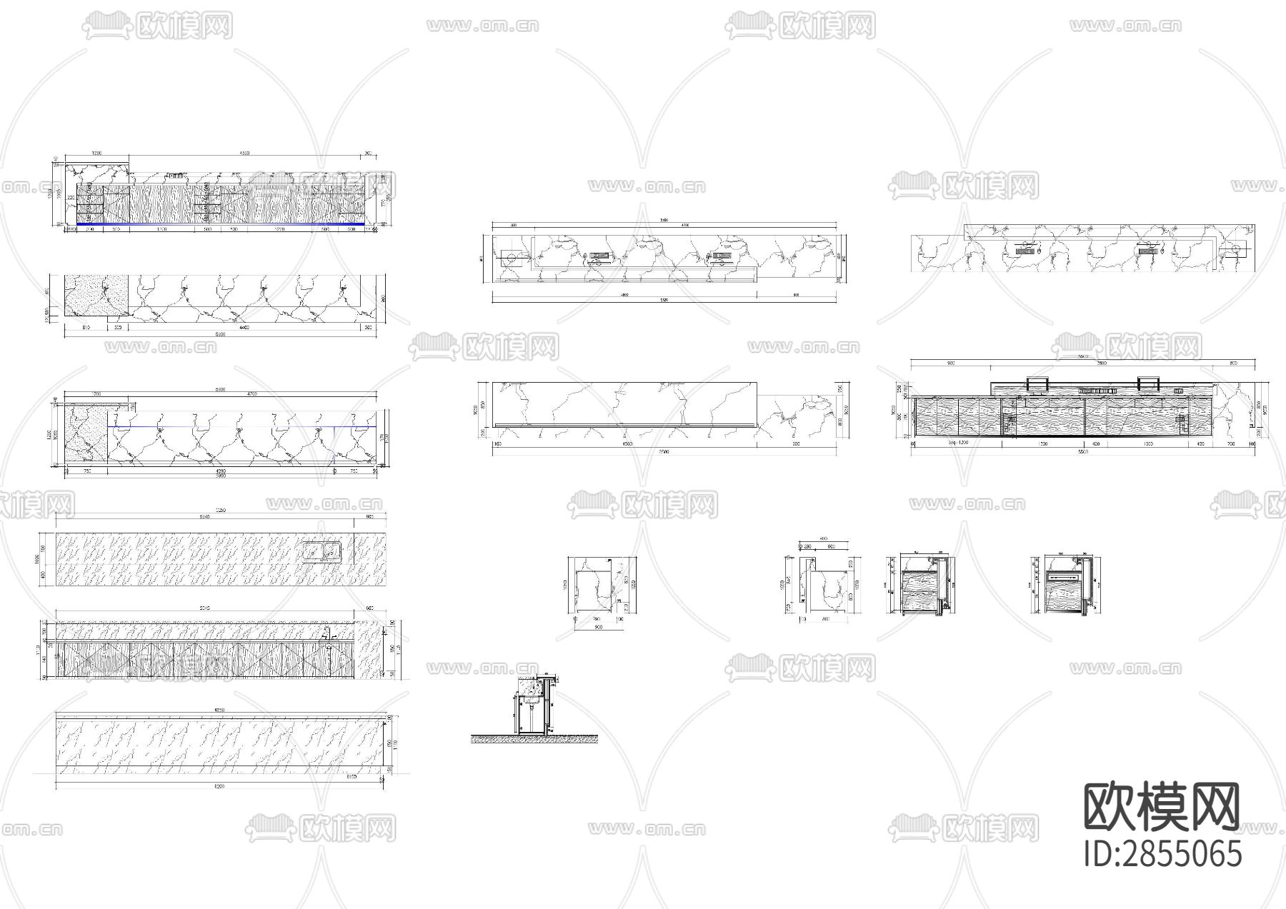 前台接待服务台平立面节点大样图下载（渲染图2）