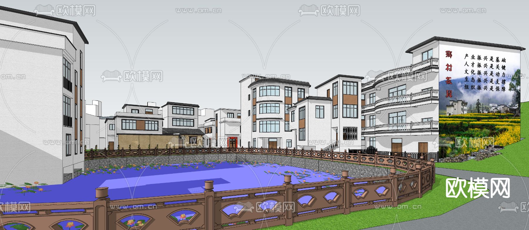 农村立面轻改造su模型下载（渲染图4）