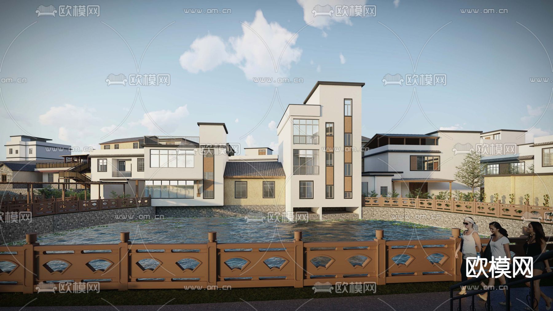 农村立面轻改造su模型下载（渲染图3）