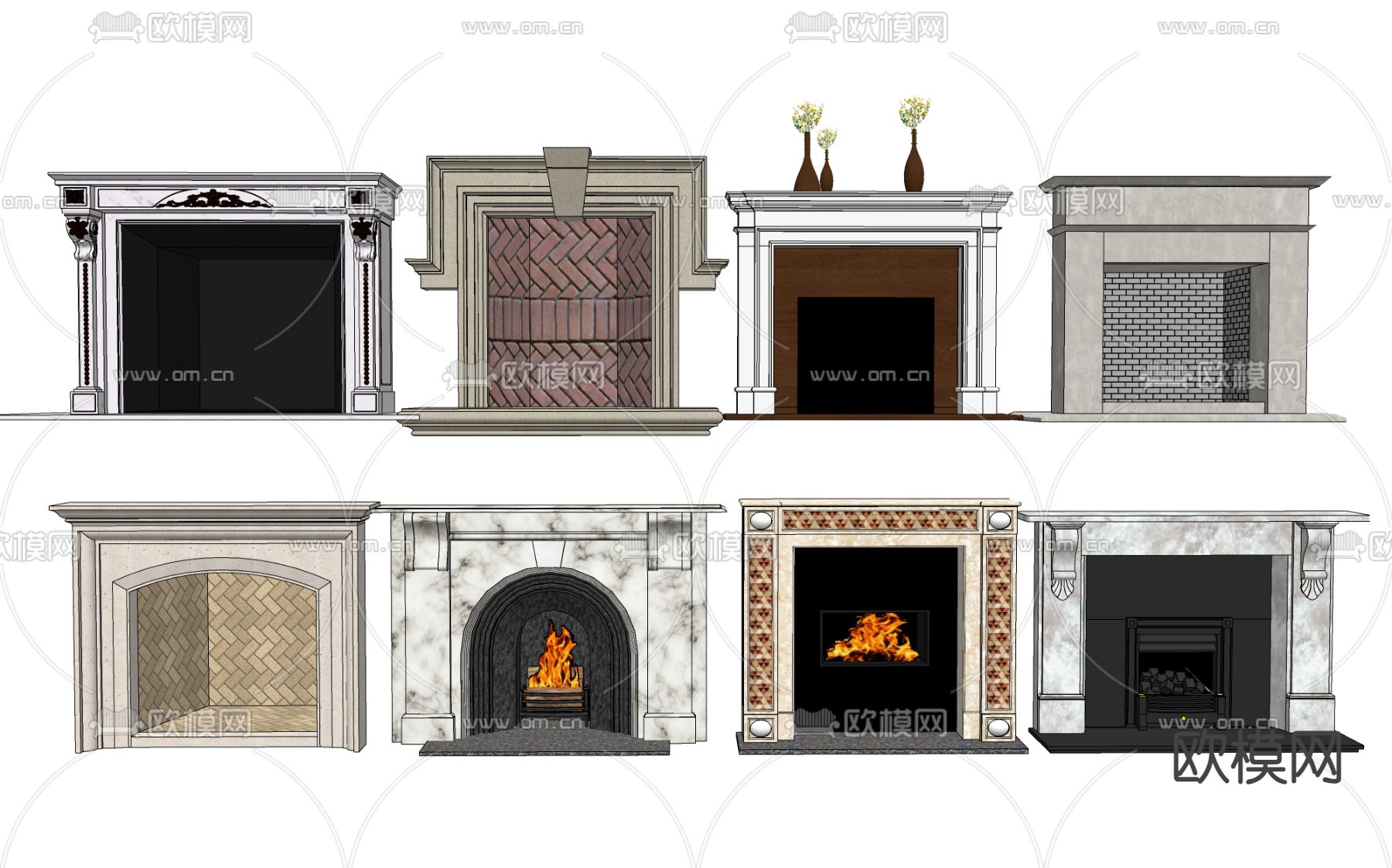 壁炉 炉灶 炉火su模型下载