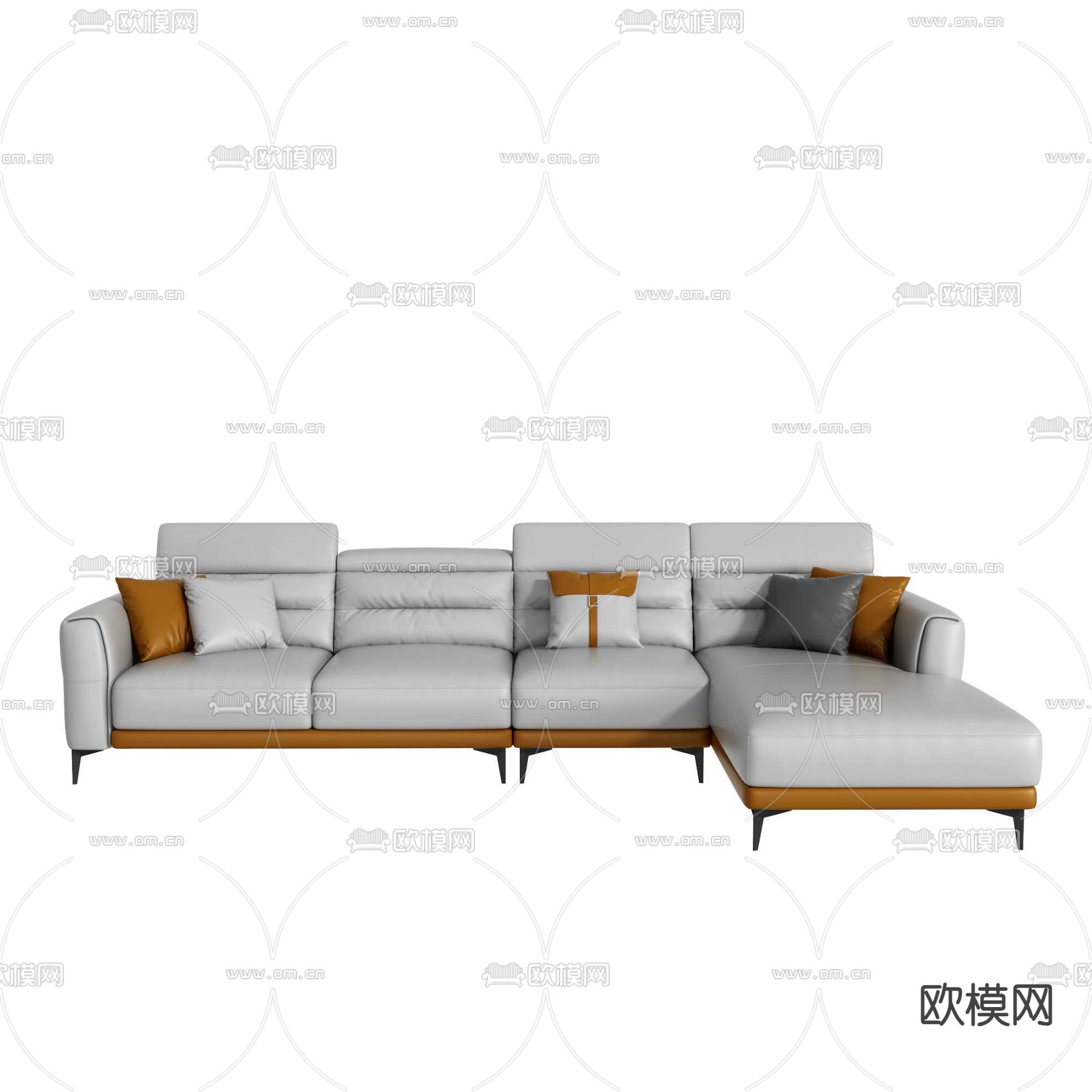 转角沙发 皮革沙发3d模型下载