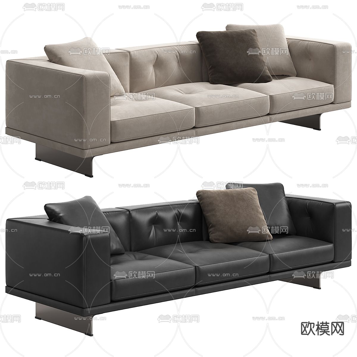 minotti 多人沙发3d模型下载（渲染图1）