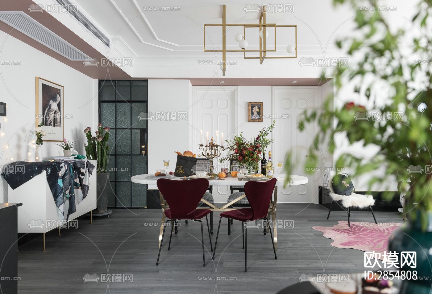 北欧轻熟清新美式联排别墅CAD施工图下载（渲染图5）