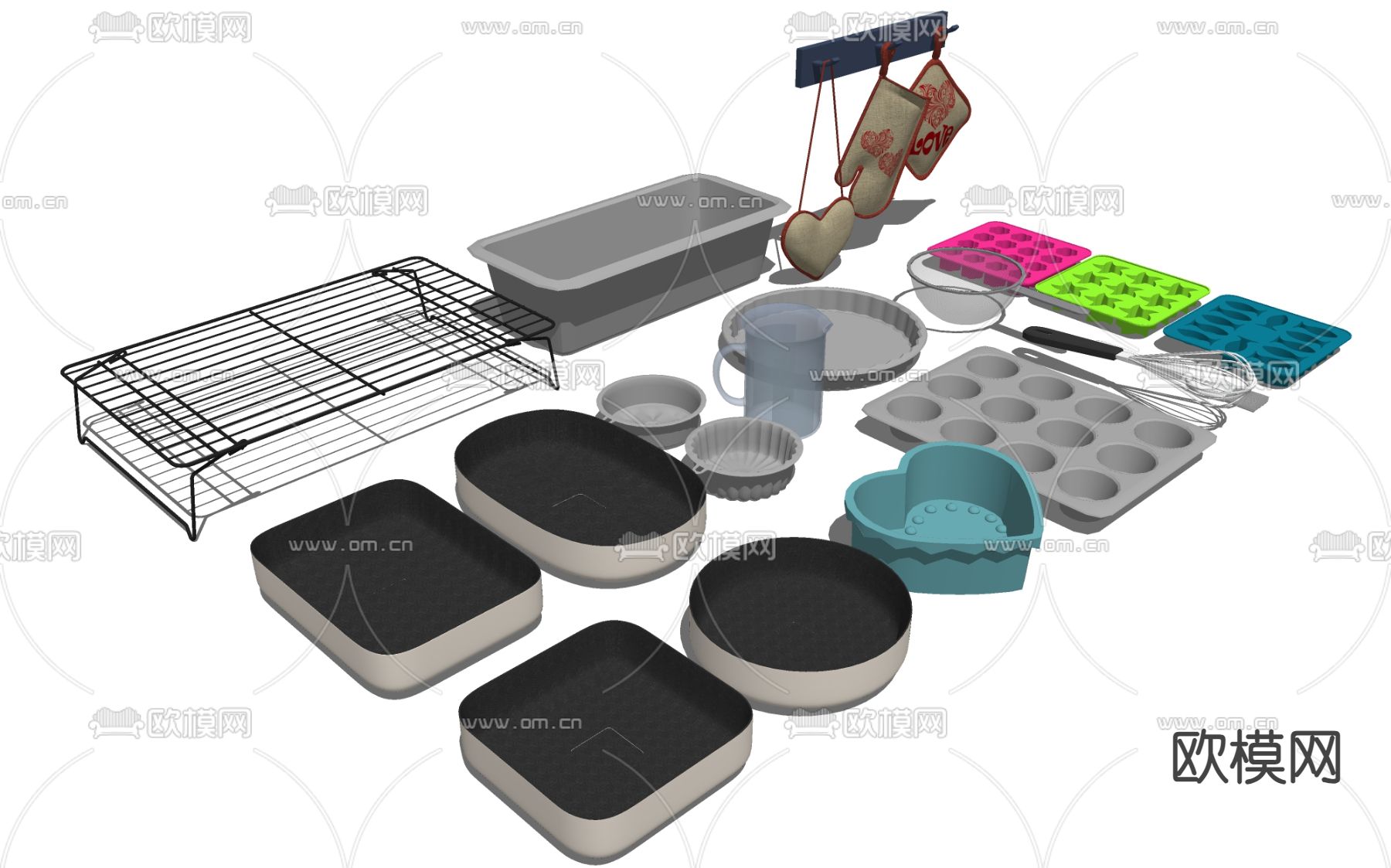 烤盘 烘培工具su模型下载（渲染图2）