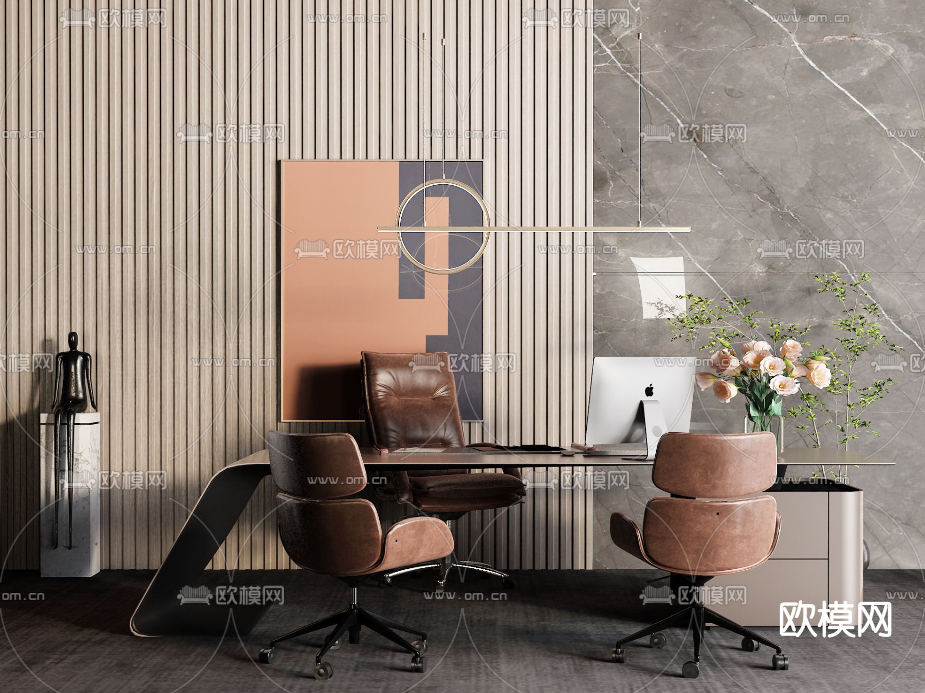 班台桌 大班台 老板桌3d模型下载