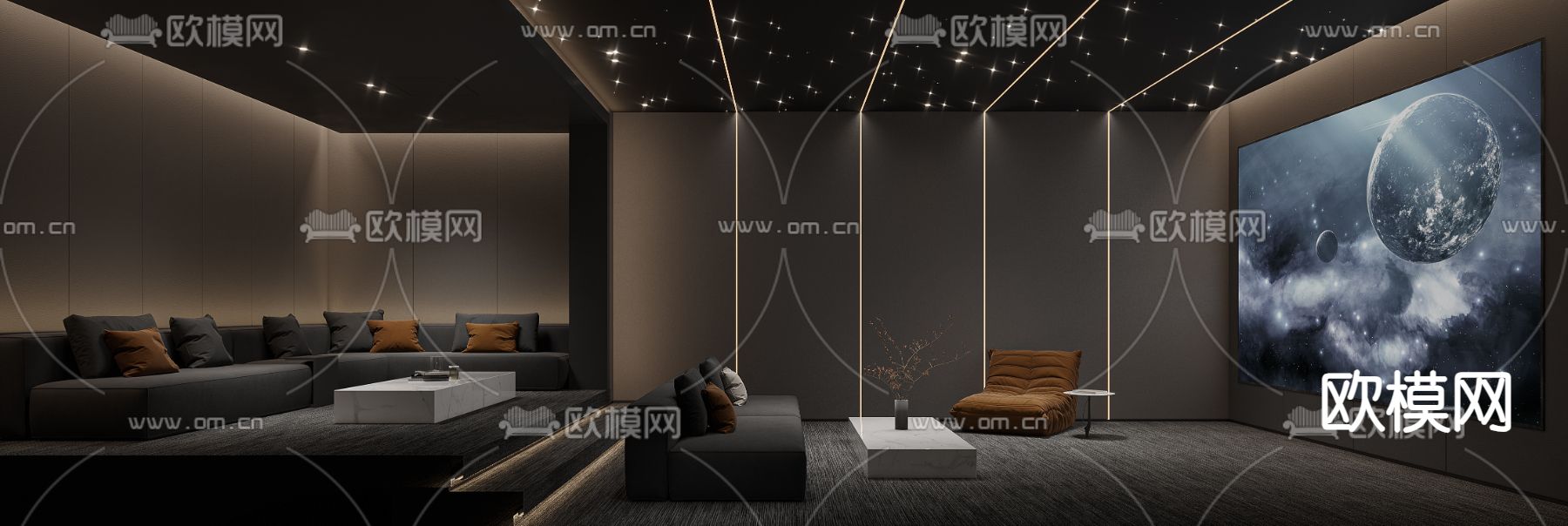 视听室 影音室 家庭影院3d模型下载