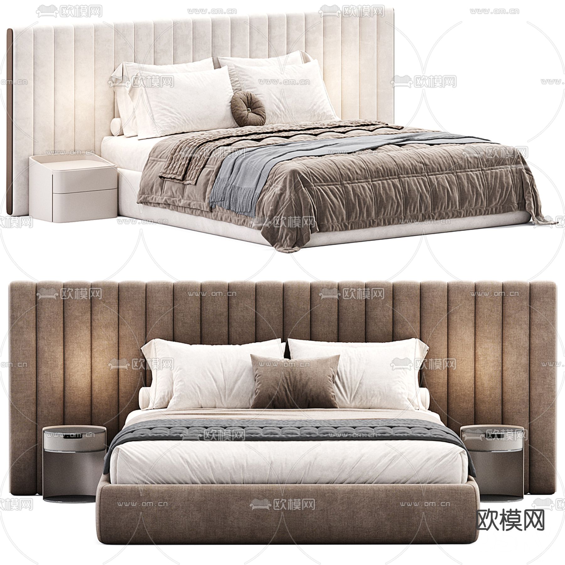 Meridiani 现代双人床3d模型下载（渲染图1）