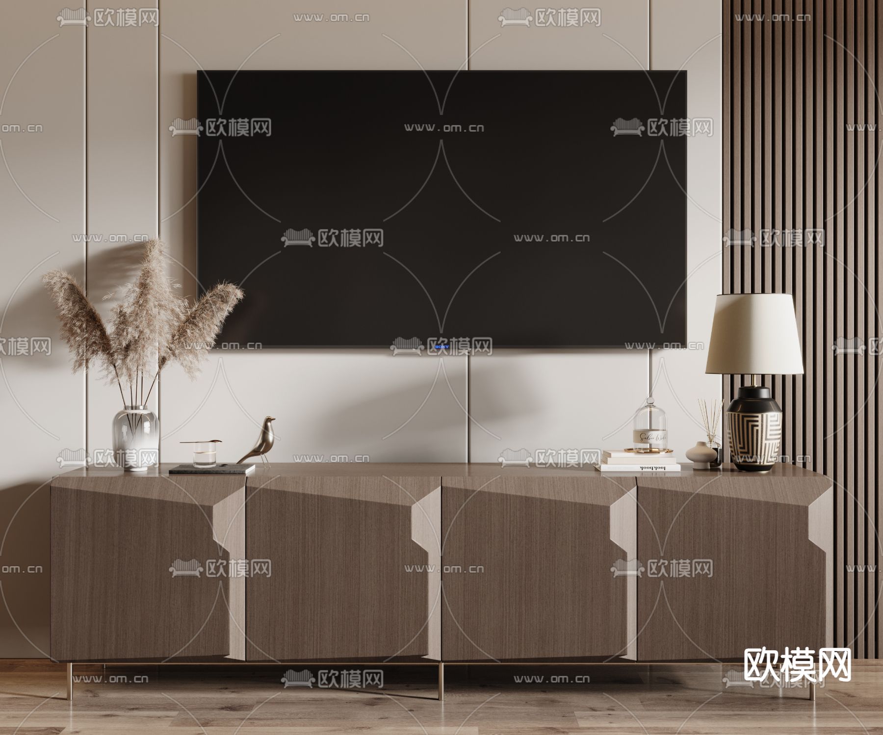 现代电视柜3d模型下载