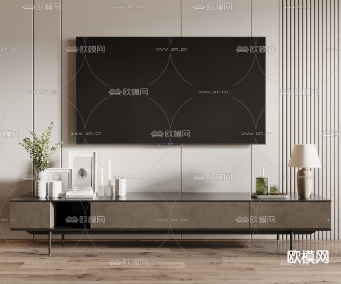 现代电视柜3d模型下载