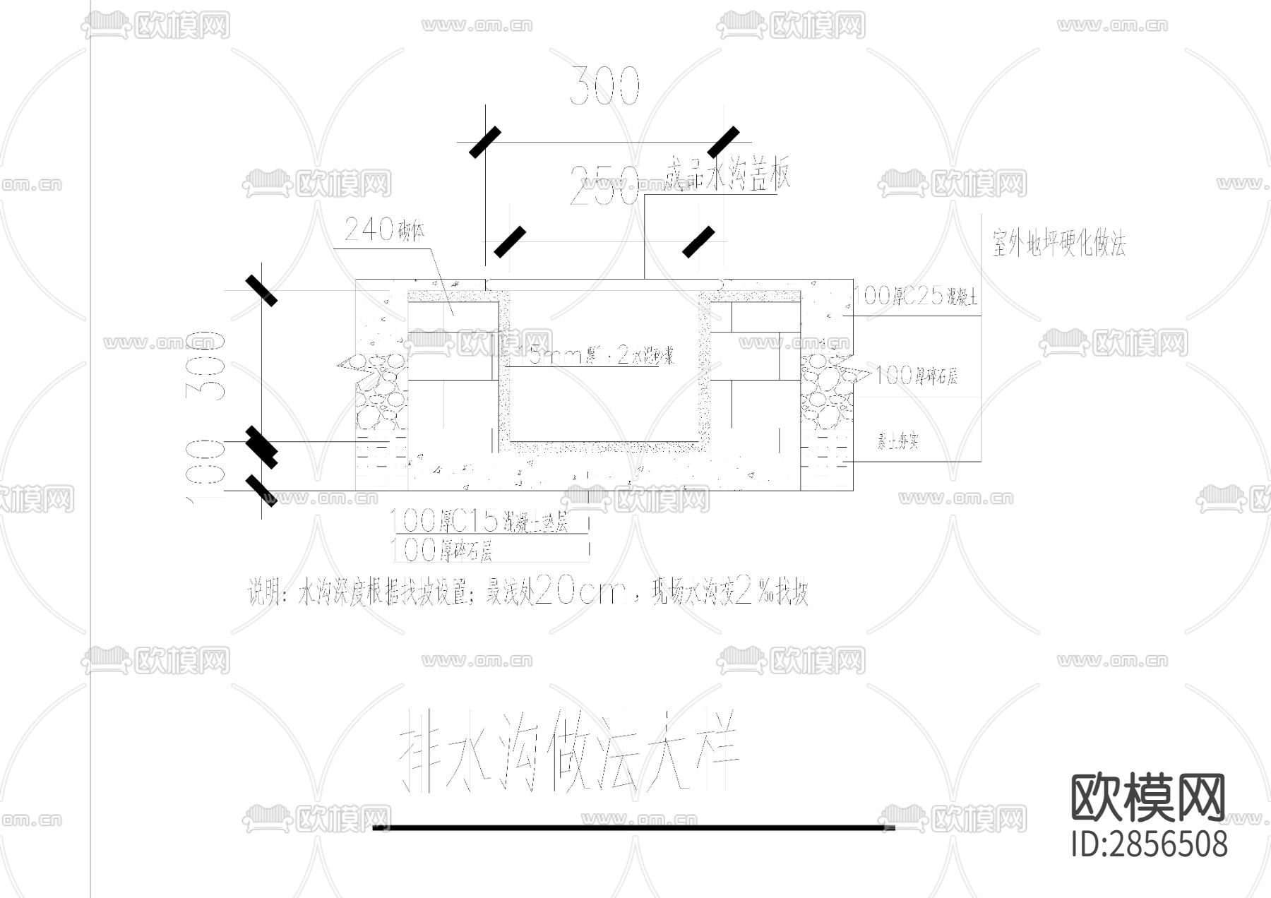 工地项目部化粪池 沉淀池排水沟 地泵CAD施工图下载（渲染图3）