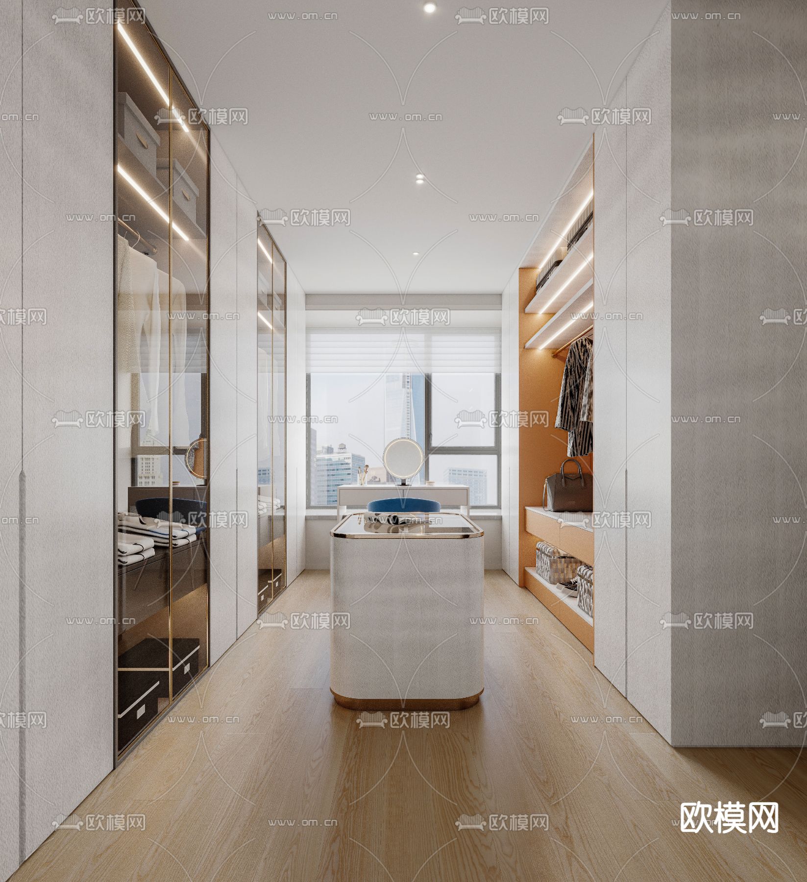 现代衣帽间3d模型下载