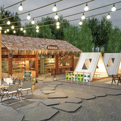 庭院式露营地su模型